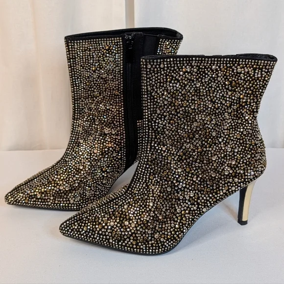 Torrid 7.5 WW Rhinestone Ankle Boots Glam Glitter Stiletto Heel Pointed Toe - Picture 14 of 14